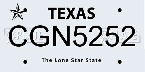 CGN5252 Texas License Plate