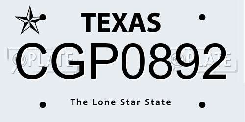 CGP0892 Texas License Plate