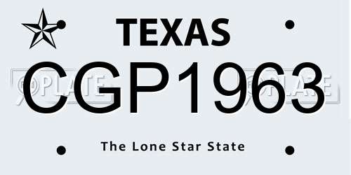 CGP1963 Texas License Plate