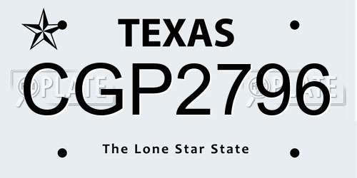 CGP2796 Texas License Plate