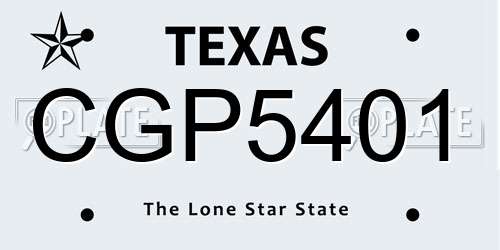 CGP5401 Texas License Plate