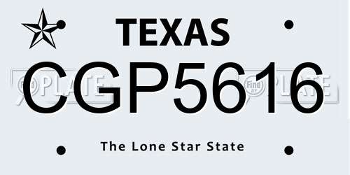 CGP5616 Texas License Plate