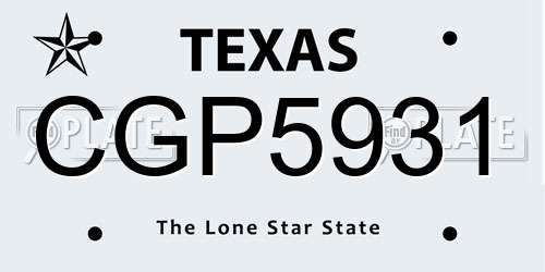 CGP5931 Texas License Plate