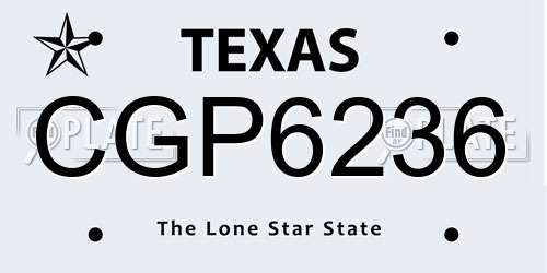 CGP6236 Texas License Plate