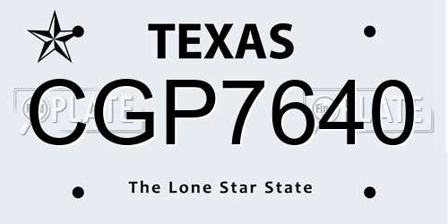 CGP7640 Texas License Plate