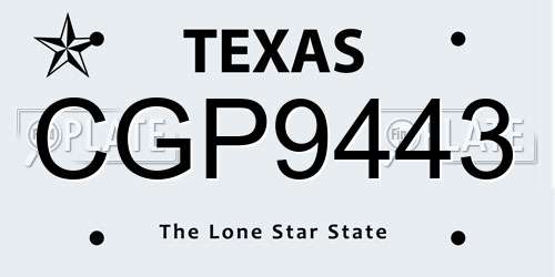 CGP9443 Texas License Plate