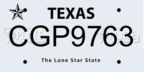 CGP9763 Texas License Plate