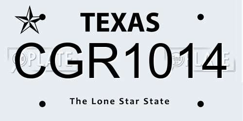 CGR1014 Texas License Plate
