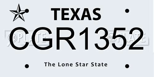 CGR1352 Texas License Plate