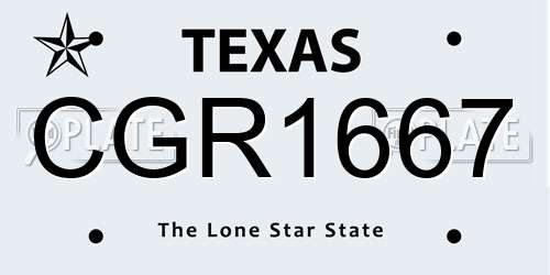 CGR1667 Texas License Plate