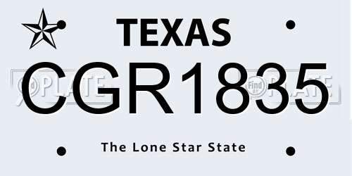 CGR1835 Texas License Plate