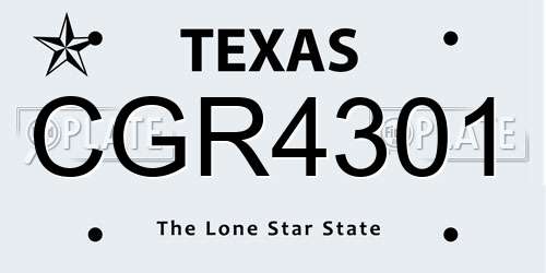CGR4301 Texas License Plate