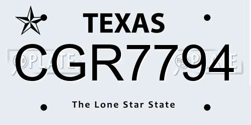 CGR7794 Texas License Plate
