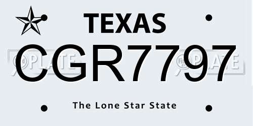 CGR7797 Texas License Plate