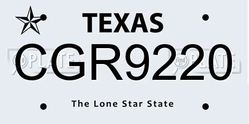 CGR9220 Texas License Plate