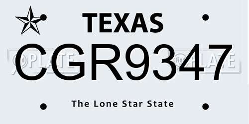 CGR9347 Texas License Plate