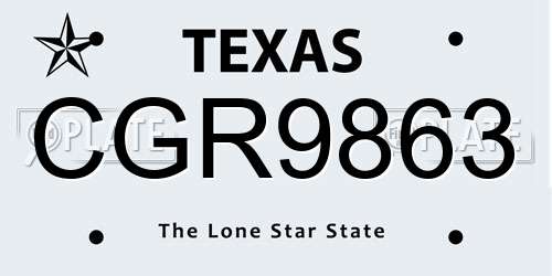 CGR9863 Texas License Plate