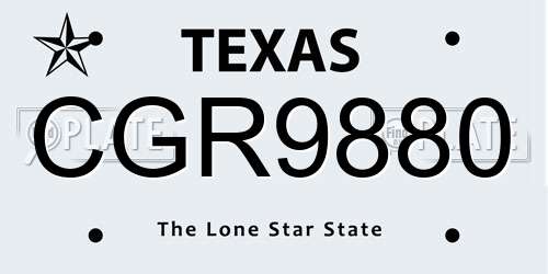 CGR9880 Texas License Plate