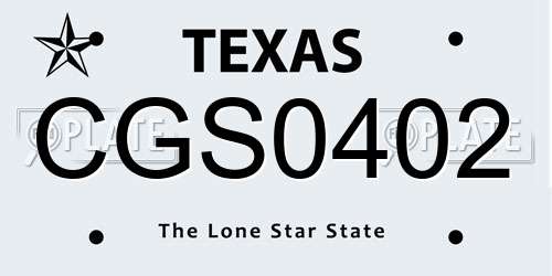 CGS0402 Texas License Plate