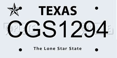 CGS1294 Texas License Plate