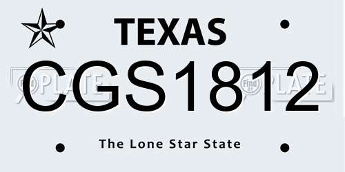 CGS1812 Texas License Plate
