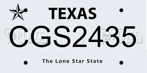 CGS2435 Texas License Plate