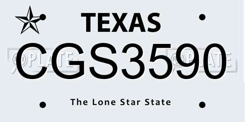 CGS3590 Texas License Plate