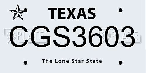 CGS3603 Texas License Plate