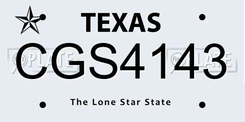 CGS4143 Texas License Plate