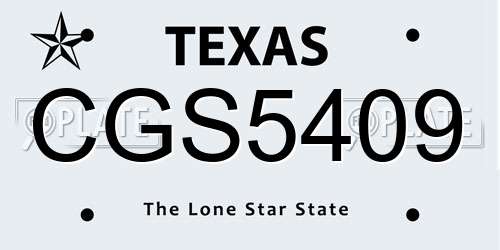 CGS5409 Texas License Plate