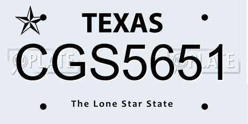 CGS5651 Texas License Plate