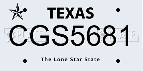 CGS5681 Texas License Plate