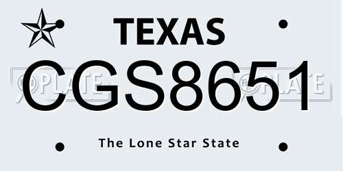 CGS8651 Texas License Plate