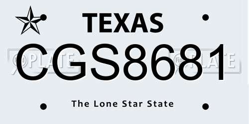 CGS8681 Texas License Plate