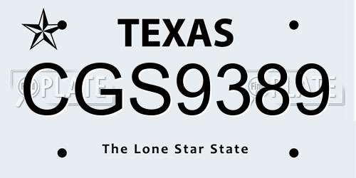 CGS9389 Texas License Plate