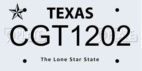 CGT1202 Texas License Plate