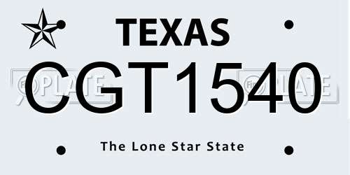 CGT1540 Texas License Plate