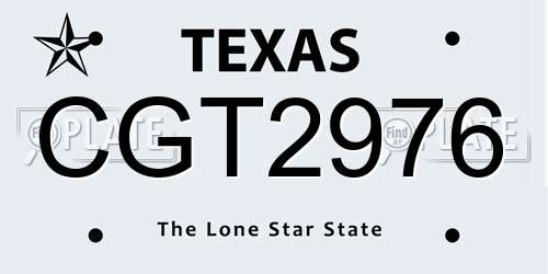 CGT2976 Texas License Plate