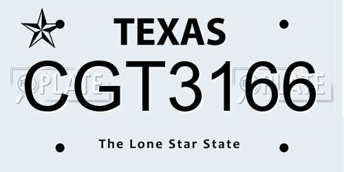 CGT3166 Texas License Plate