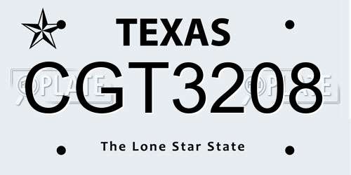 CGT3208 Texas License Plate