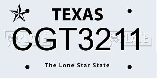 CGT3211 Texas License Plate