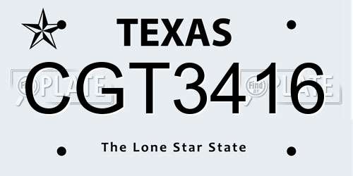 CGT3416 Texas License Plate