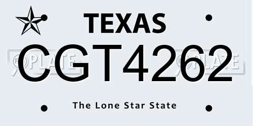CGT4262 Texas License Plate