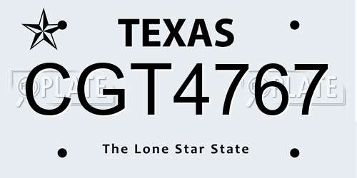 CGT4767 Texas License Plate