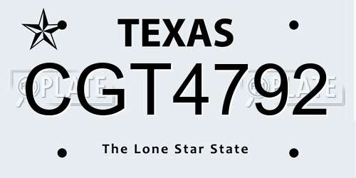 CGT4792 Texas License Plate