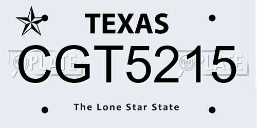 CGT5215 Texas License Plate
