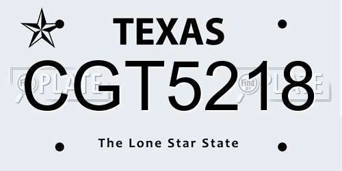 CGT5218 Texas License Plate