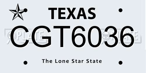 CGT6036 Texas License Plate
