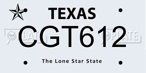CGT612 Texas License Plate
