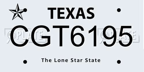 CGT6195 Texas License Plate